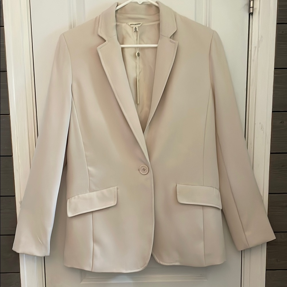 Max Studio Cream Polyester One Button Modern Blaz… - image 2